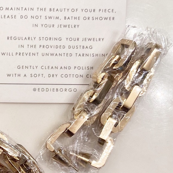 Eddie Borgo Gold Tone Supra Link Drop Earrings New - Picture 2 of 7